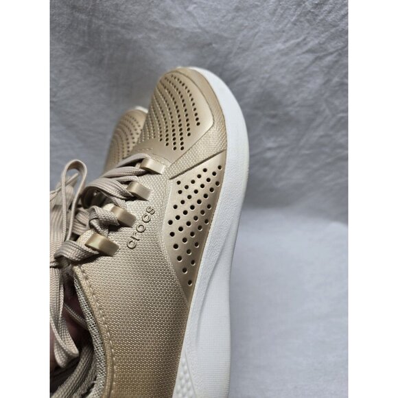 Crocs Lite Ride Pacer Perforated Champagne Sneakers Women’s Sz 8 Comfort Shoes - Picture 6 of 16